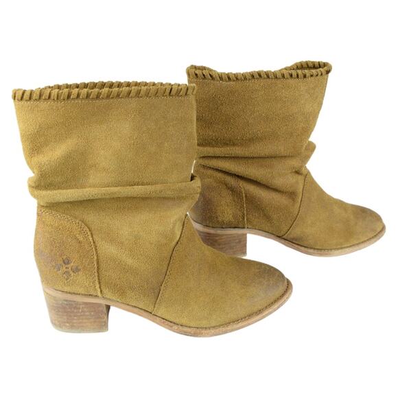 Patricia Nash Shoes - Patricia Nash Booties Raw Distressed Suede Monte Cognac Ankle Western Boots 7.5